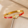 Wholesale Light Luxury Titanium Steel And Stainless Steel Bracelet With Fourleaf Clover Pattern And Electroplating Treatment