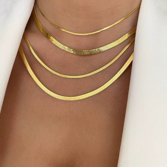 Wholesale Light Luxury Titanium Steel Double Layer Overlapping Necklace With Geometric Design And Electroplating Treatment For Women And Men Snake Bone And Blade Chain