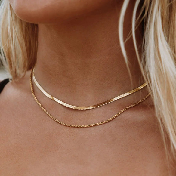 Wholesale Light Luxury Titanium Steel Double Layer Overlapping Necklace With Geometric Design And Electroplating Treatment For Women And Men Snake Bone And Blade Chain