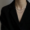 Wholesale Light Luxury Titanium Steel Double Layer Overlapping Necklace With Geometric Design And Electroplating Treatment For Women And Men Snake Bone And Blade Chain