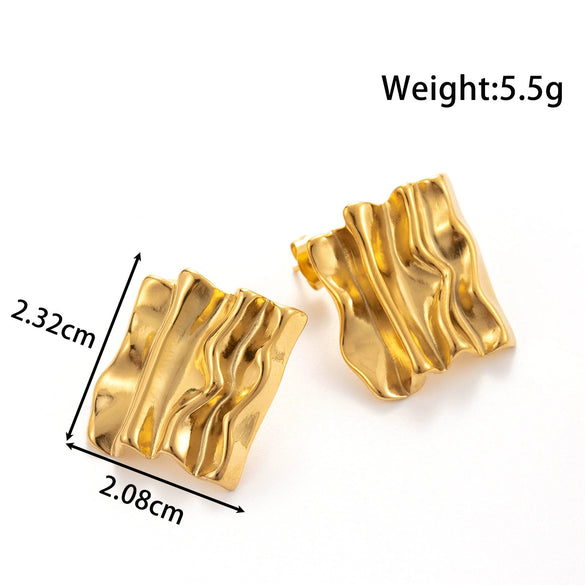 Wholesale Light Luxury Titanium Steel Earrings With Bow Flower Geometric Design Electroplated