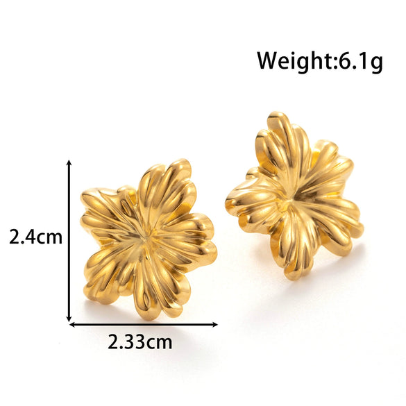 Wholesale Light Luxury Titanium Steel Earrings With Bow Flower Geometric Design Electroplated