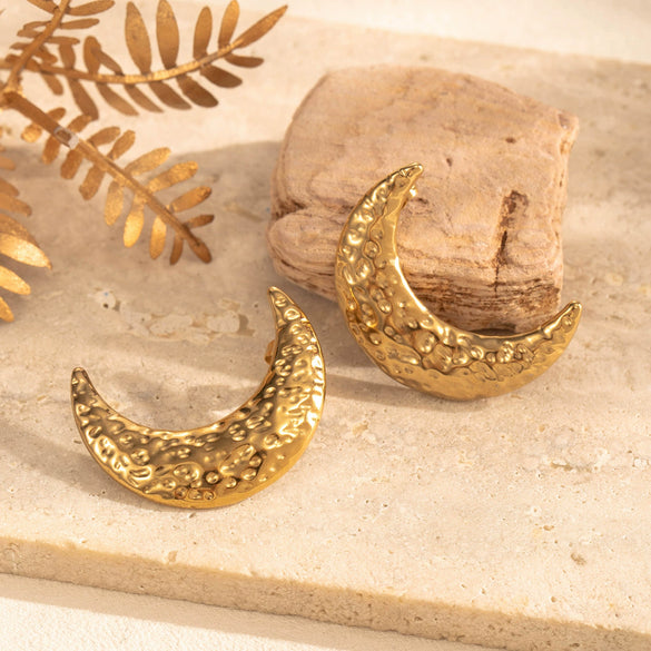 Wholesale Light Luxury Titanium Steel Earrings With Crescent And Starfish Star Shape Electroplated