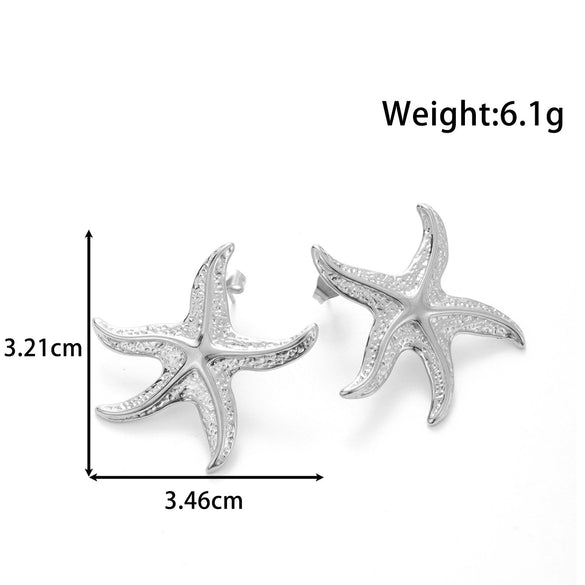 Wholesale Light Luxury Titanium Steel Earrings With Crescent And Starfish Star Shape Electroplated