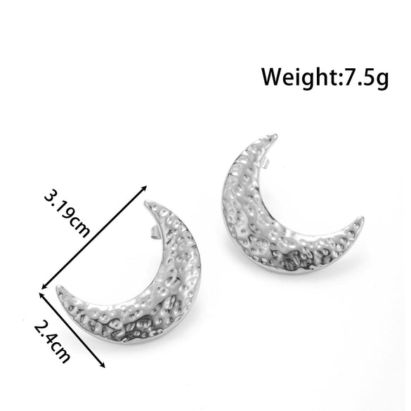 Wholesale Light Luxury Titanium Steel Earrings With Crescent And Starfish Star Shape Electroplated