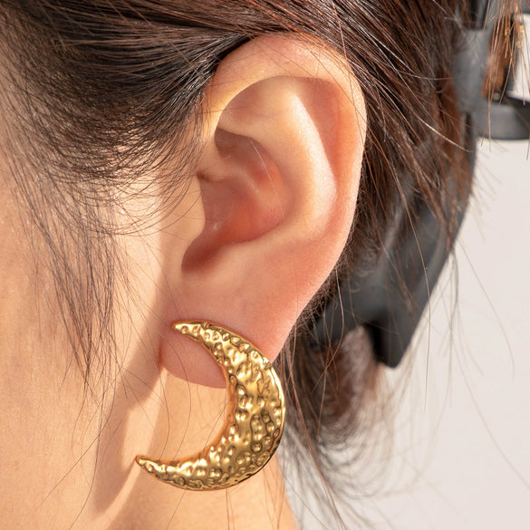 Wholesale Light Luxury Titanium Steel Earrings With Crescent And Starfish Star Shape Electroplated