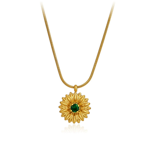 Wholesale Light Luxury Titanium Steel Flower Diamond Necklace For Women