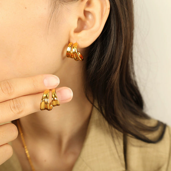 Wholesale Light Luxury 316L Stainless Steel Gold Plated Ushape Earrings For Women