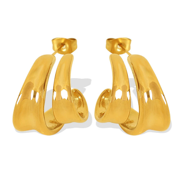 Wholesale Light Luxury 316L Stainless Steel Gold Plated Ushape Earrings For Women