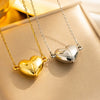 Wholesale Light Luxury Titanium Steel Heart Shape Pendant Ochain Necklace With Magnetic Suction Buckle And Electroplating Treatment