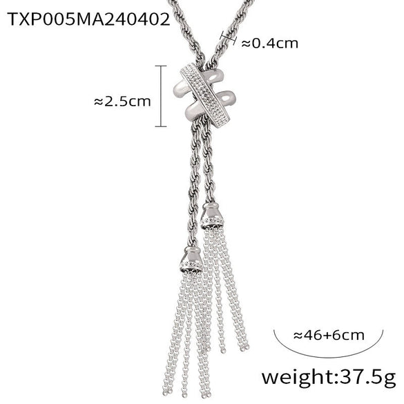 Wholesale Light Luxury Titanium Steel Hemp Rope Woven Jewelry Set With Electroplating For Women Necklace Bracelet Ring Earrings