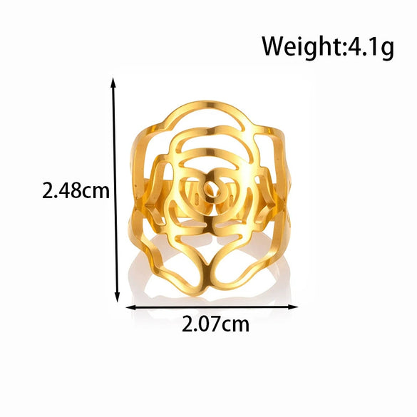 Wholesale Light Luxury Titanium Steel Open Adjustable Ring With Geometric Design And Electroplating