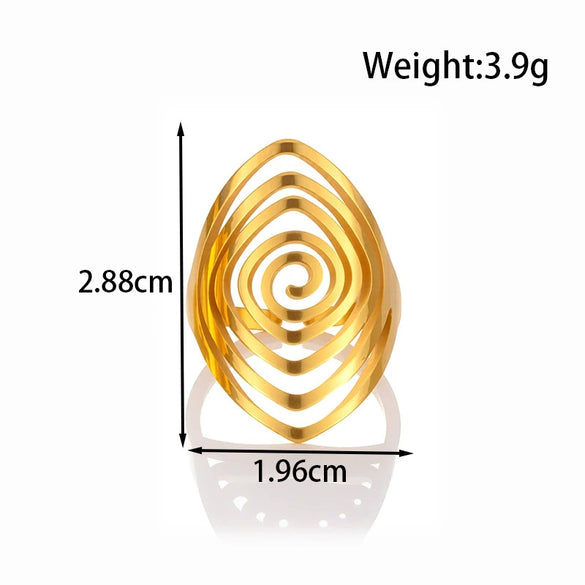 Wholesale Light Luxury Titanium Steel Open Adjustable Ring With Geometric Design And Electroplating