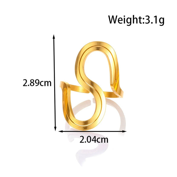 Wholesale Light Luxury Titanium Steel Open Adjustable Ring With Geometric Design And Electroplating