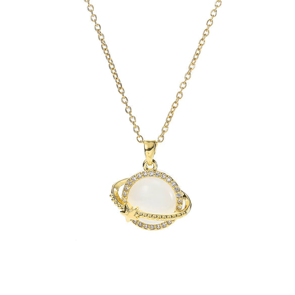 Wholesale Light Luxury Titanium Steel Star Pattern Opal Pendant Necklace For Women