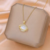 Wholesale Light Luxury Titanium Steel Star Pattern Opal Pendant Necklace For Women