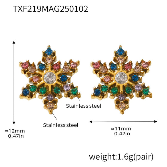 Wholesale Light Luxury Titanium Steel Zircon Jewelry Set With Snowflake Pattern For Women Necklace Bracelet Earrings Electroplated
