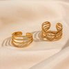 Wholesale Light Luxury Trendy Stainless Steel Open Hollow Ring With Geometric Design And Electroplating For Women