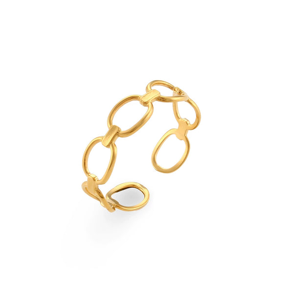Wholesale Light Luxury Trendy Stainless Steel Open Hollow Ring With Geometric Design And Electroplating For Women