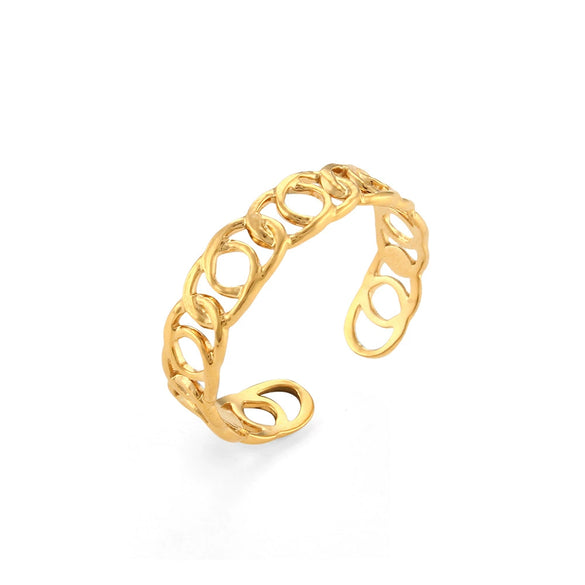 Wholesale Light Luxury Trendy Stainless Steel Open Hollow Ring With Geometric Design And Electroplating For Women
