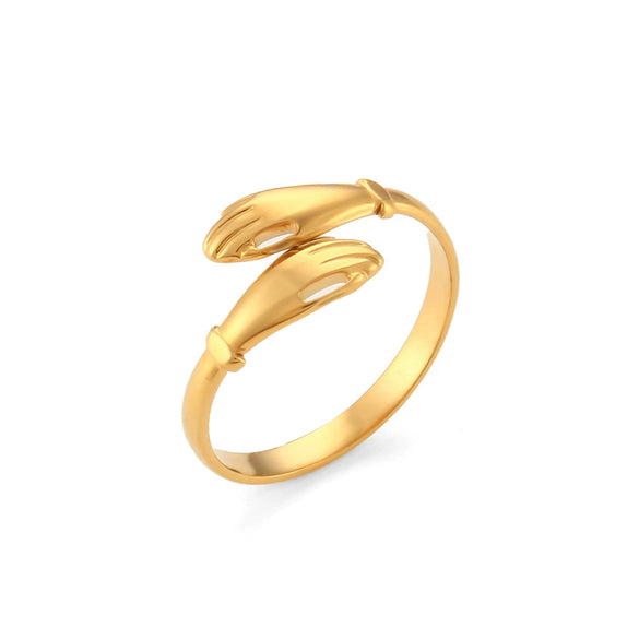 Wholesale Light Luxury Trendy Stainless Steel Open Hollow Ring With Geometric Design And Electroplating For Women