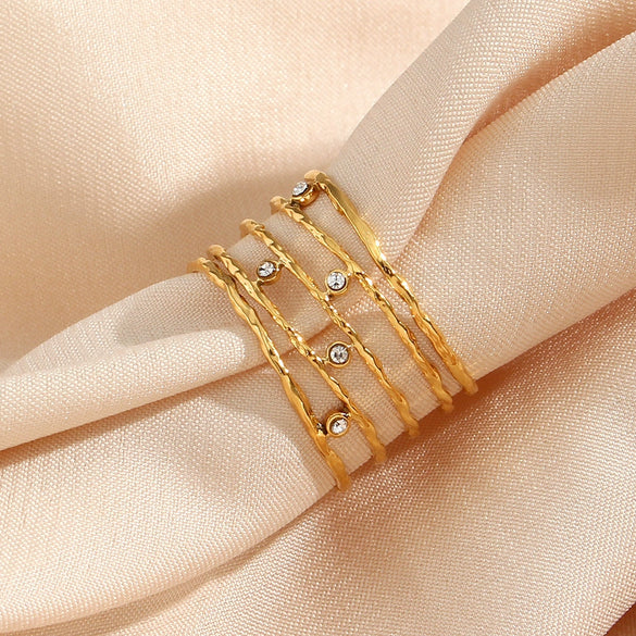 Wholesale Light Luxury Trendy Stainless Steel Open Hollow Ring With Geometric Design And Electroplating For Women