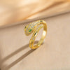 Wholesale Light Luxury Unisex Snake And Zodiac Geometric Gold Plated Copper Open Ring With Microinlaid Zircon