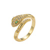 Wholesale Light Luxury Unisex Snake And Zodiac Geometric Gold Plated Copper Open Ring With Microinlaid Zircon