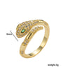 Wholesale Light Luxury Unisex Snake And Zodiac Geometric Gold Plated Copper Open Ring With Microinlaid Zircon