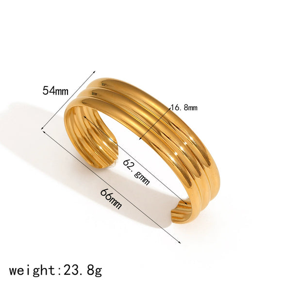 Wholesale Light Luxury Ushaped Stainless Steel 18K Gold Electroplated Women's Multilayer Fashionable Bracelet