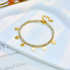 Wholesale Light Luxury Vintage Diamond Star Titanium Steel Jewelry Necklace Bracelet With Geometric Pattern Electroplated