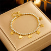 Wholesale Light Luxury Vintage Diamond Star Titanium Steel Jewelry Necklace Bracelet With Geometric Pattern Electroplated