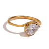 Wholesale Light Luxury Wave Ring In Stainless Steel With Geometric Pattern And 18K Gold Plated Electroplating For Women