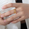 Wholesale Light Luxury White Sea Shell Open Ring For Women Titanium Steel With 18K Gold Non Fading Electroplating Geometric Design