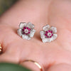 Wholesale Light Luxury Women's Copper Earrings With Inlaid Zircon And Flower Design