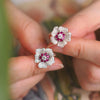 Wholesale Light Luxury Women's Copper Earrings With Inlaid Zircon And Flower Design