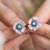 Wholesale Light Luxury Women's Copper Earrings With Inlaid Zircon And Flower Design