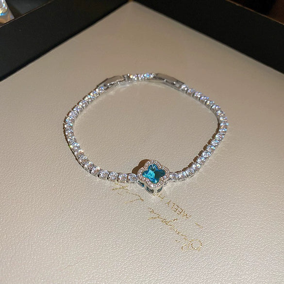 Wholesale Light Luxury Women's Copper Zircon Horseshoe Buckle Geometric Bracelet 18K Real Gold Electroplated