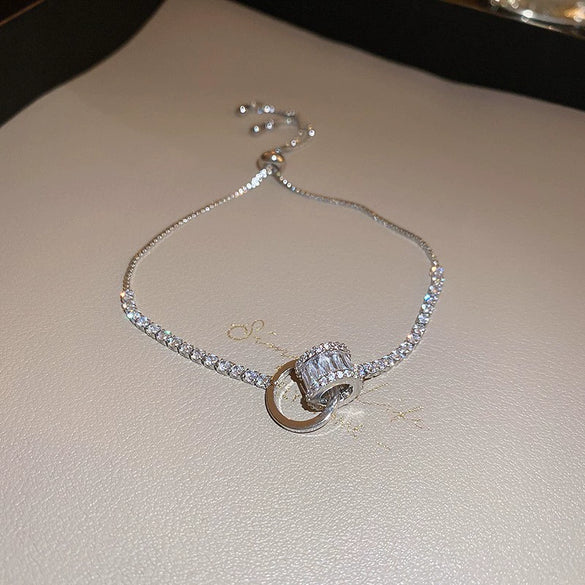 Wholesale Light Luxury Women's Copper Zircon Horseshoe Buckle Geometric Bracelet 18K Real Gold Electroplated