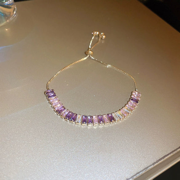 Wholesale Light Luxury Women's Copper Zircon Horseshoe Buckle Geometric Bracelet 18K Real Gold Electroplated