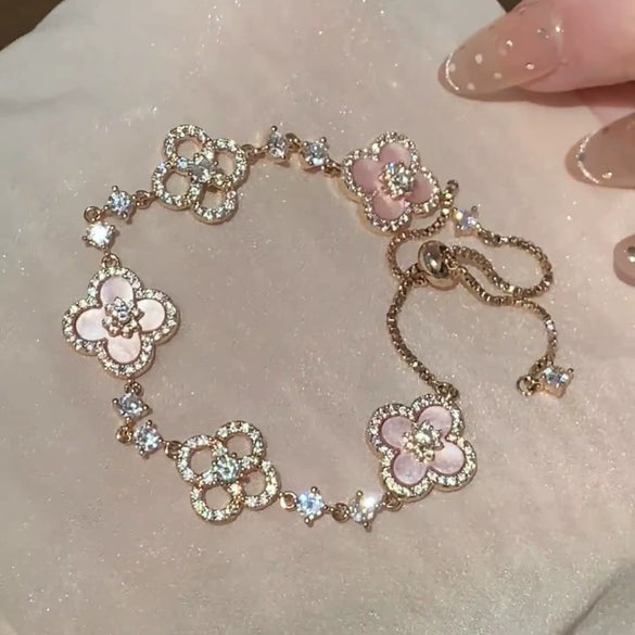 Wholesale Light Luxury Women's Copper Zircon Horseshoe Buckle Geometric Bracelet 18K Real Gold Electroplated