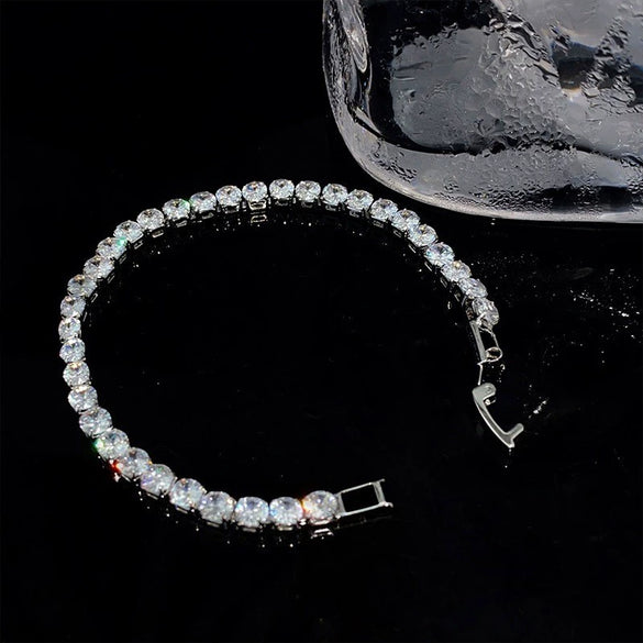 Wholesale Light Luxury Women's Copper Zircon Horseshoe Buckle Geometric Bracelet 18K Real Gold Electroplated