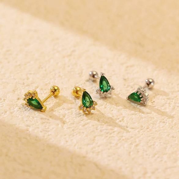 Wholesale Light Luxury Women's Earrings S925 Silver Geometric Diamond Screw Ear Nail