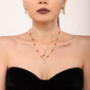 Wholesale Light Luxury Women's Garnet 316L Stainless Steel Jewelry Set With Electroplating Necklace Bracelet Earrings
