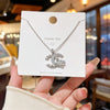 Wholesale Light Luxury Women's Letter Flower Pearl Cshaped Titanium Steel Oshaped Chain Necklace With Zircon Inlay