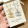 Wholesale Light Luxury Women's Letter Flower Pearl Cshaped Titanium Steel Oshaped Chain Necklace With Zircon Inlay