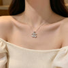 Wholesale Light Luxury Women's Letter Flower Pearl Cshaped Titanium Steel Oshaped Chain Necklace With Zircon Inlay