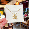Wholesale Light Luxury Women's Letter Flower Pearl Cshaped Titanium Steel Oshaped Chain Necklace With Zircon Inlay