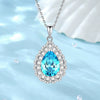 Wholesale Light Luxury Women's Necklace 925 Sterling Silver Pear Shape Aquamarine High Carbon Drill Water Drop Pendant