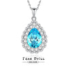 Wholesale Light Luxury Women's Necklace 925 Sterling Silver Pear Shape Aquamarine High Carbon Drill Water Drop Pendant